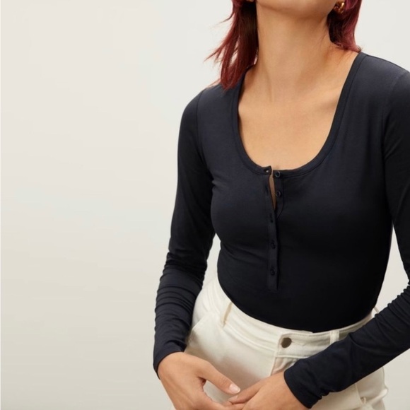 Everlane The Henley Bodysuit Black NWT - Picture 3 of 6